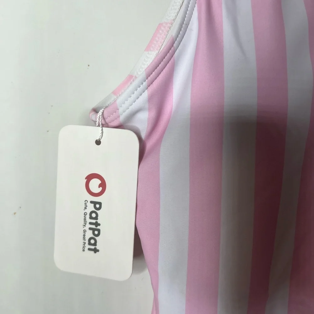 PATPAT  Womans Size XL Swimsuit One Piece Pineapple Pink Striped Build In Bra - Picture 9 of 11